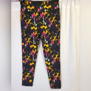 NWT DKNY SPORT L Black Pink Yellow Leggings 164